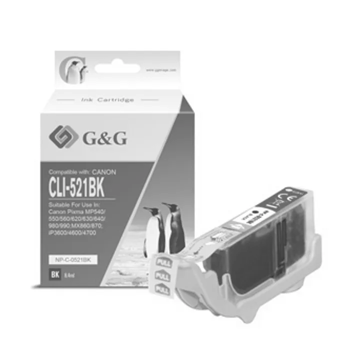Główne zdjęcie produktu G&G kompatibilní ink s CLI521BK, black, 8.4ml, NP-C-0521BK, 2933B001, pro Canon iP3600, i