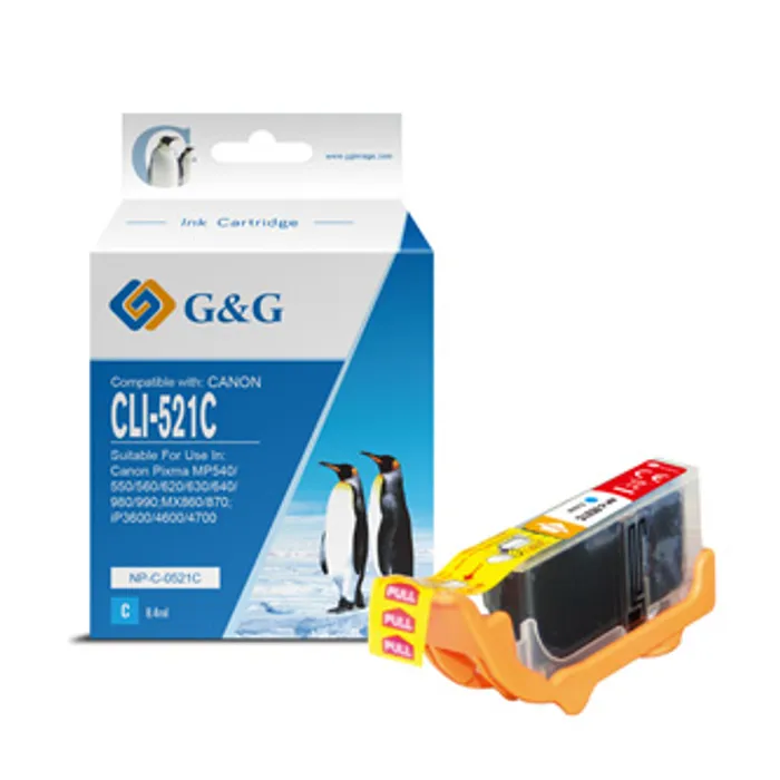 Główne zdjęcie produktu G&G kompatibilní ink s CLI521C, cyan, 8.4ml, NP-C-0521C, 2934B001, pro Canon iP3600, iP46