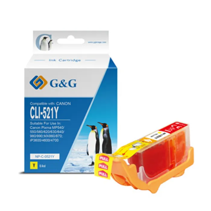 Główne zdjęcie produktu G&G kompatibilní ink s CLI521Y, yellow, 8.4ml, NP-C-0521Y, 2936B001, pro Canon iP3600, iP