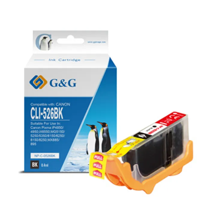 Główne zdjęcie produktu G&G kompatibilní ink s CLI526BK, black, 8.4ml, NP-C-0526BK, 4540B001, pro Canon Pixma MG
