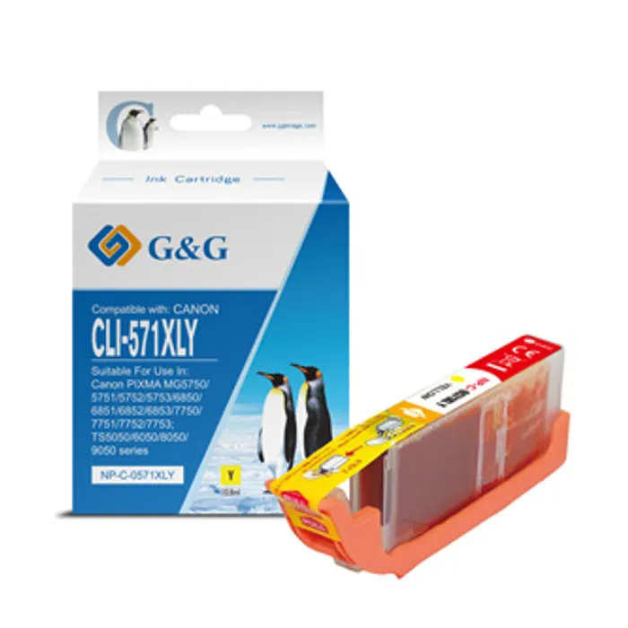 Główne zdjęcie produktu G&G kompatibilní ink s CLI571Y XL, yellow, 10,8ml, ml NP-C-0CL571XLY, high capacity, Cano
