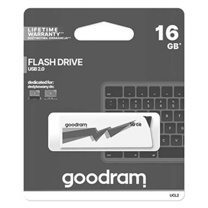 Główne zdjęcie produktu Goodram USB flash disk, USB 2.0, 16GB, UCL2, bílý, UCL2-0160W0R11, USB A, vysouvací konek