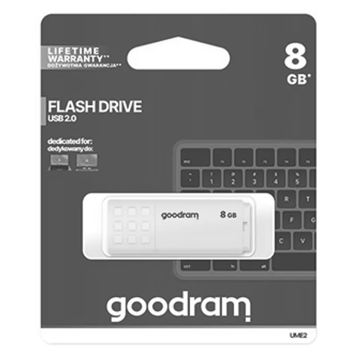 Główne zdjęcie produktu Goodram USB flash disk, USB 2.0, 8GB, UME2, žlutý, UME2-0080Y0R11, USB A, s krytkou