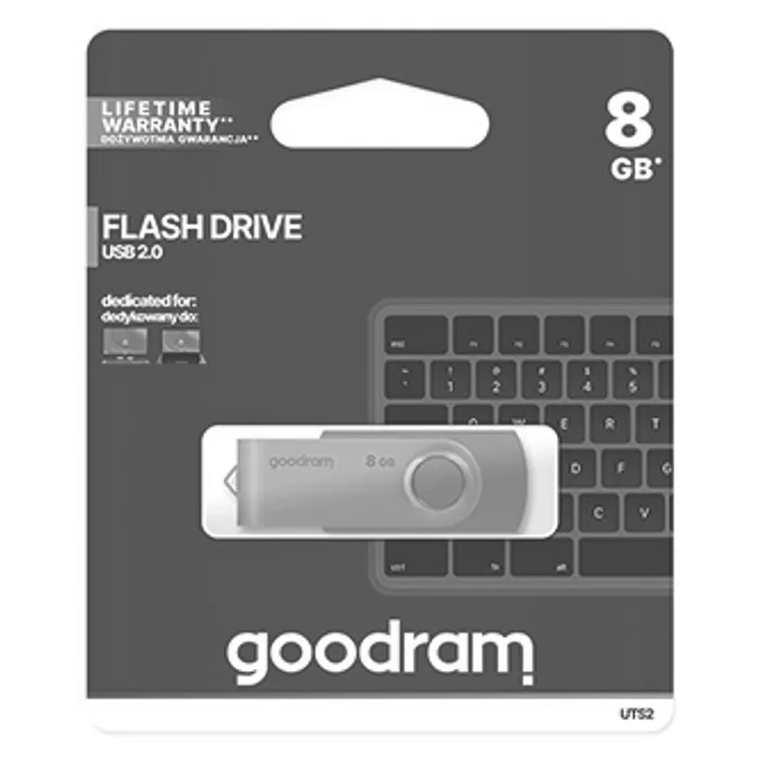 Główne zdjęcie produktu Goodram USB flash disk, USB 2.0, 8GB, UTS2, modrý, UTS2-0080B0R11, USB A, s otočnou krytk