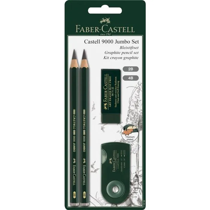 Główne zdjęcie produktu Grafitová tužka Castell 9000 Jumbo, BL 4ks Faber Castell 119398