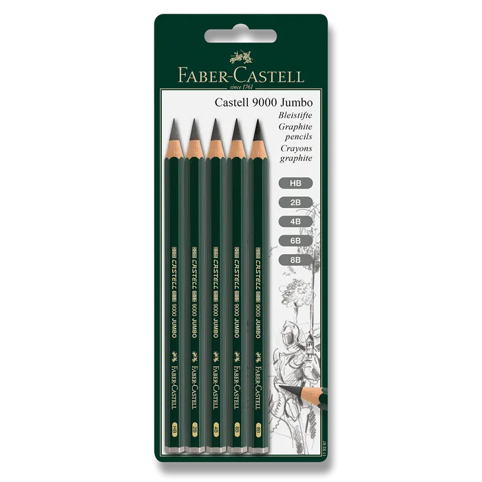 Główne zdjęcie produktu Grafitová tužka Castell 9000 Jumbo, BL 5ks Faber Castell (119397)