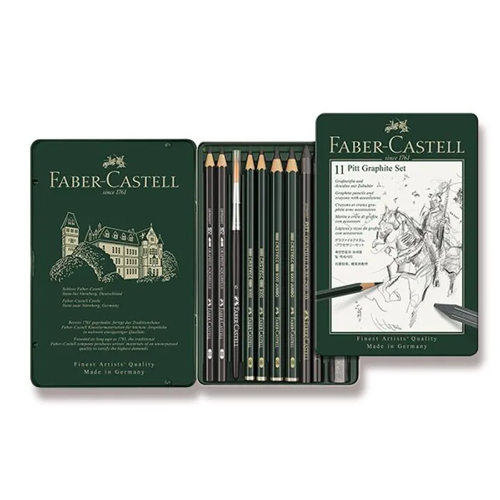 Główne zdjęcie produktu Grafitová tužka Faber-Castell 112972 Pitt Monochrome Graphite sada 11 kusů