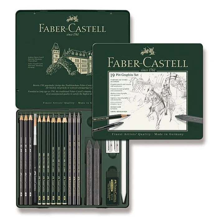 Główne zdjęcie produktu Grafitová tužka Faber-Castell 112973 Pitt Graphite sada 19 kusů