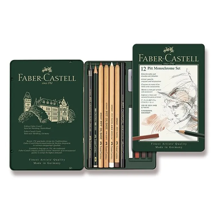Główne zdjęcie produktu Grafitová tužka Faber-Castell 112975 Pitt Monochrome sada 12 kusů