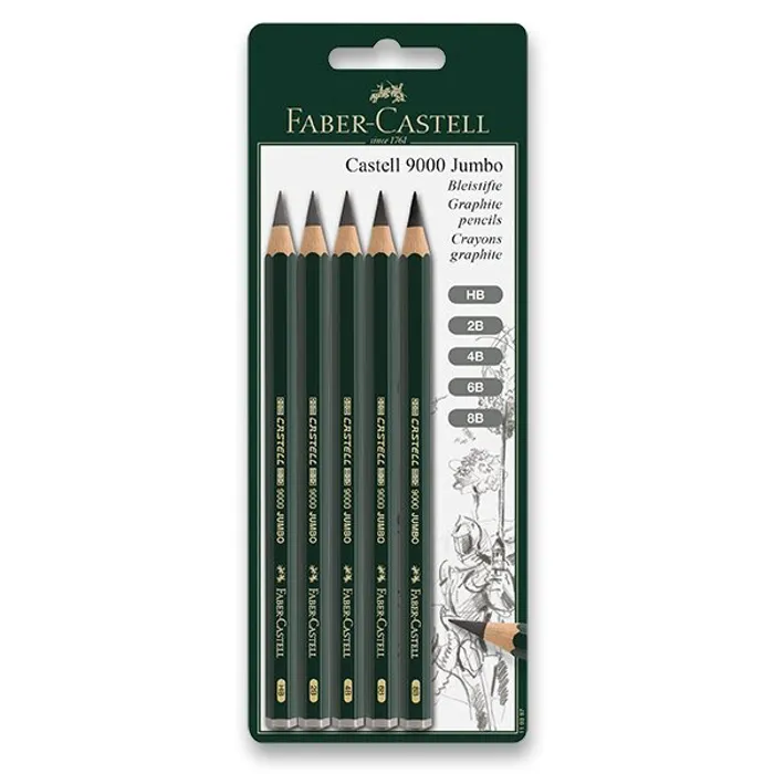 Główne zdjęcie produktu Grafitová tužka Faber-Castell Castell 9000 Jumbo 5 ks
