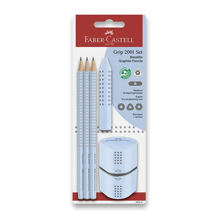 Główne zdjęcie produktu Grafitová tužka Faber-Castell Grip 2001 Sky Blue set, 5 ks