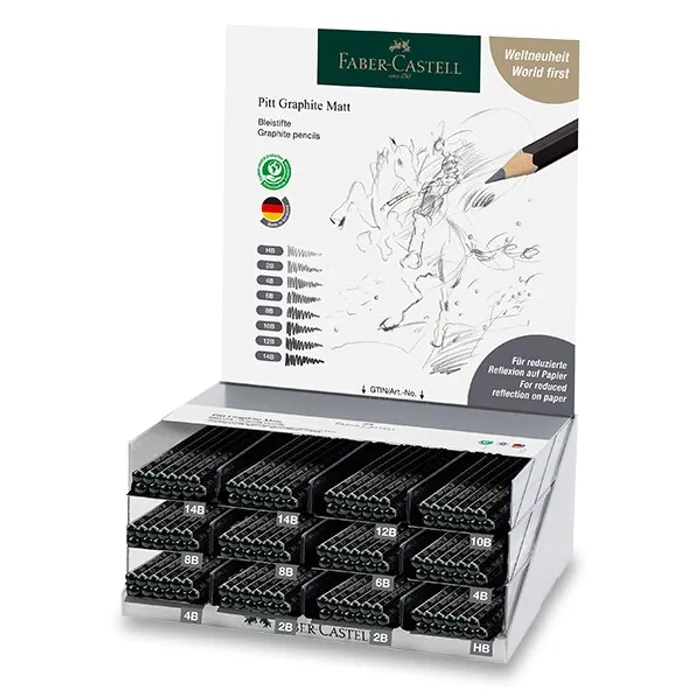Główne zdjęcie produktu Grafitová tužka Faber-Castell Pitt Graphite Matt stojánek, 144 ks