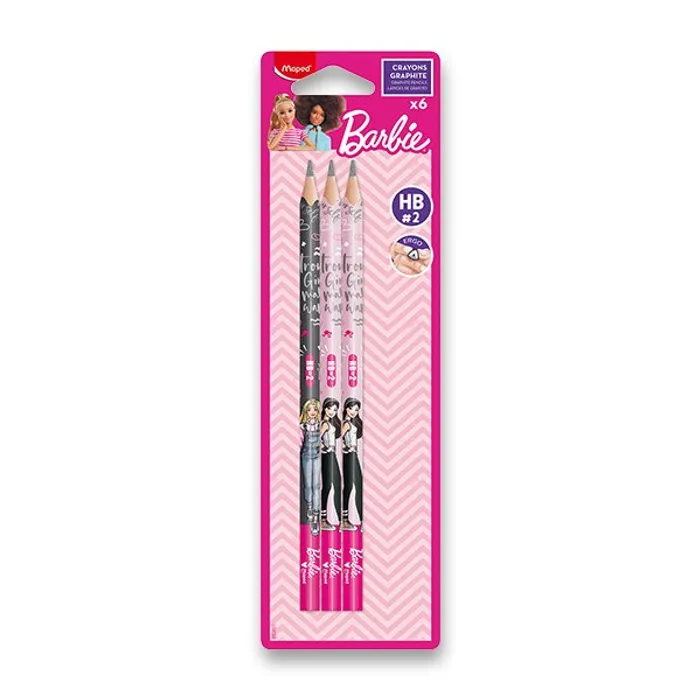 Główne zdjęcie produktu Grafitová tužka Maped Barbie tvrdost HB, 6 ks