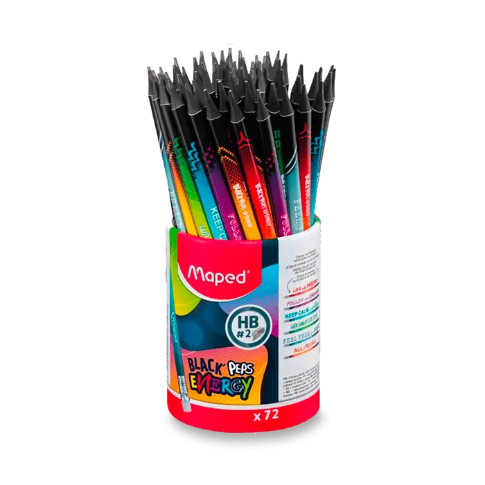 Główne zdjęcie produktu Grafitová tužka Maped Black'Peps Energy tvrdost HB, stojánek 72 ks