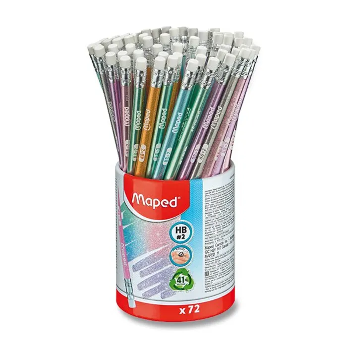Główne zdjęcie produktu Grafitová tužka Maped Black'Peps Glitter tvrdost HB s pryží, stojánek 72 ks