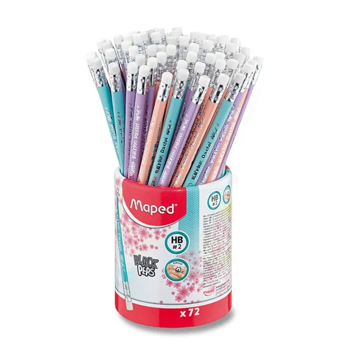 Główne zdjęcie produktu Grafitová tužka Maped Black'Peps Pastel tvrdost HB, stojánek 72 ks