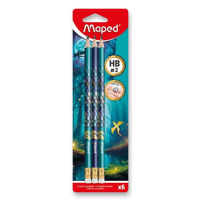 Główne zdjęcie produktu Grafitová tužka Maped Dragon - 6 ks, tvrdost HB, blistr