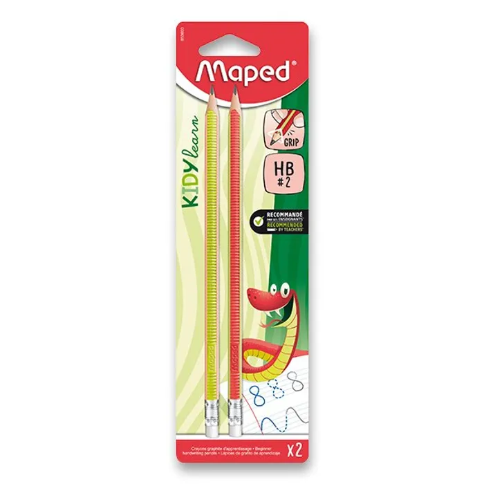 Główne zdjęcie produktu Grafitová tužka Maped Kidy Learn Grip 2 ks, tvrdost HB