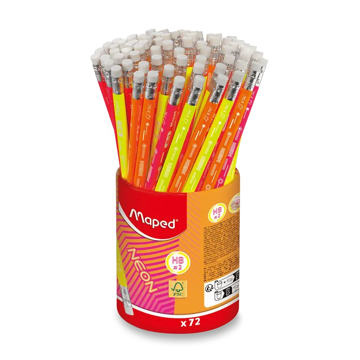 Główne zdjęcie produktu Grafitová tužka Maped Neon s pryží tvrdost HB, stojánek 72 ks