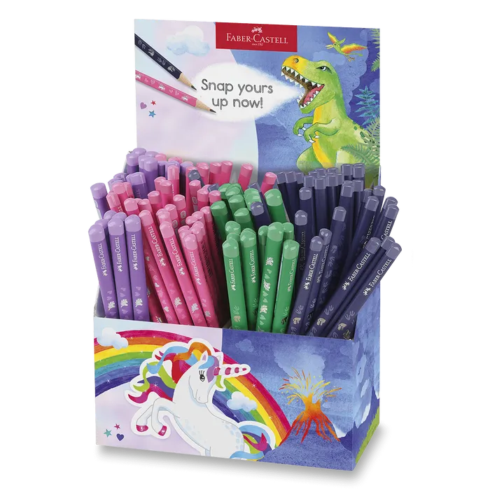Główne zdjęcie produktu Grafitové tužky a jumbo tužky Faber-Castell Unicorn & Dinosaurus stojánek, 120 ks