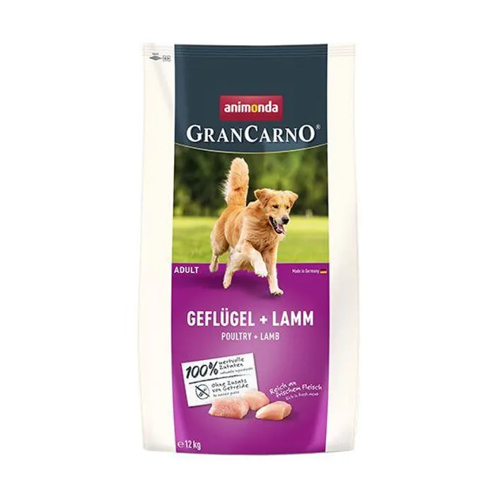 Główne zdjęcie produktu GranCarno Dog DryFood Adult s drůbežím a jehněčím masem, 12kg