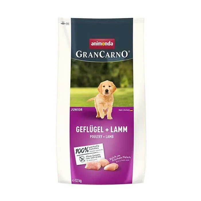 Główne zdjęcie produktu GranCarno Dog DryFood Junior s drůbežím a jehněčím masem, 12 kg