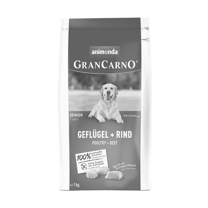 Główne zdjęcie produktu GranCarno Dog DryFood Senior s drůbežím a hovězím masem, 1 kg