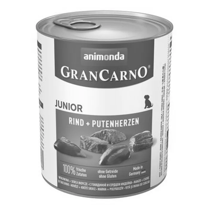 Główne zdjęcie produktu GRANCARNO JUNIOR - hovězí, krůtí srdce 800g