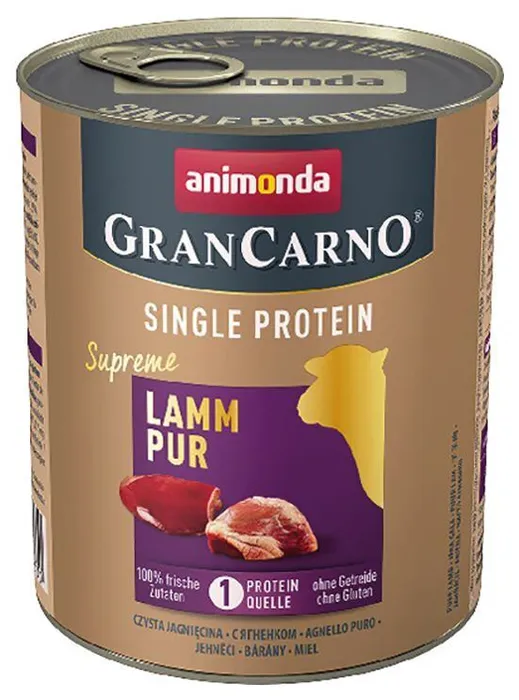 Główne zdjęcie produktu GRANCARNO Single Protein 800 g čisté jehněčí, konzerva pro psy