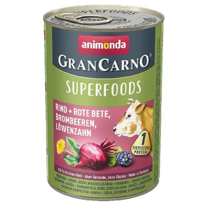 Główne zdjęcie produktu GRANCARNO Superfoods hovězí,čv.řepa,ostružiny,pampeliška 400 g pro psy