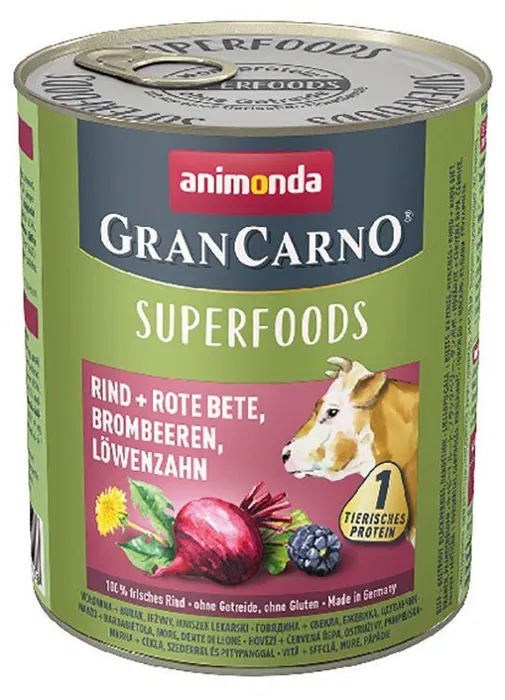 Główne zdjęcie produktu GRANCARNO Superfoods hovězí,čv.řepa,ostružiny,pampeliška 800 g pro psy