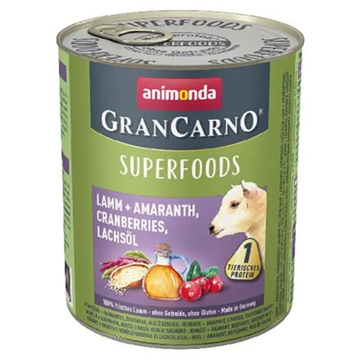 Główne zdjęcie produktu GRANCARNO Superfoods jehněčí,amarant,brusinky,los.olej 800 g pro psy