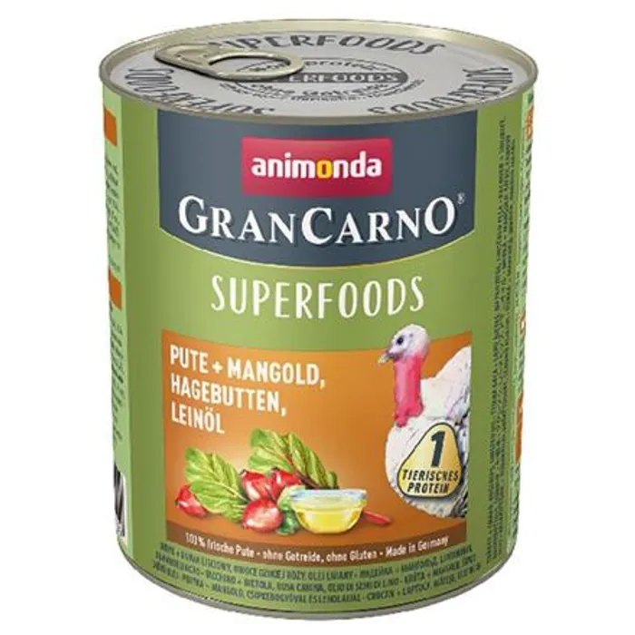 Główne zdjęcie produktu GRANCARNO Superfoods krůta,mangold,šípky,lněný olej 800 g pro psy