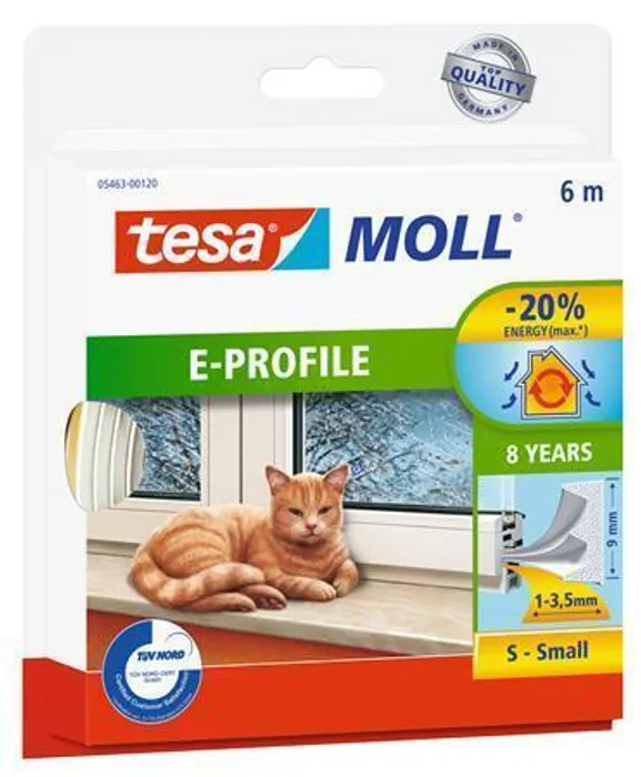 Główne zdjęcie produktu Gumové těsnění "tesamoll® E profil 5463", bílá, 9 mm x 6 m, TESA