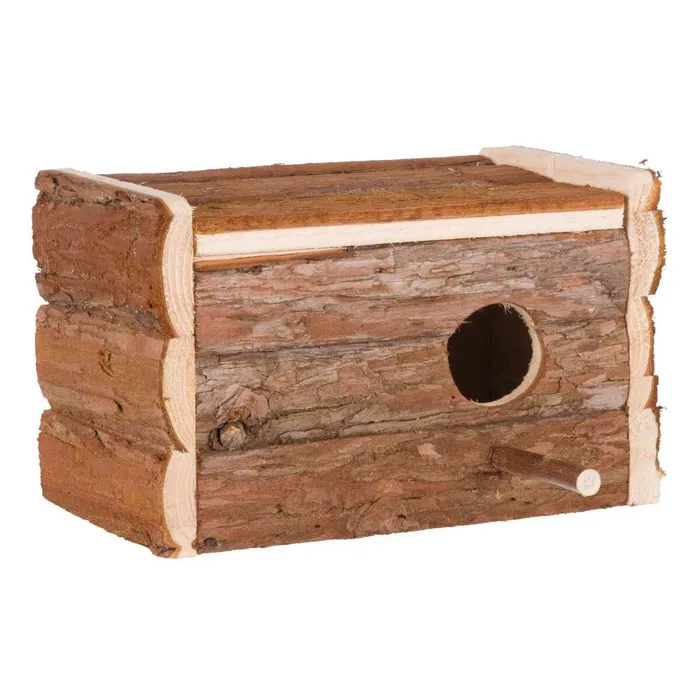 Główne zdjęcie produktu Hnízdící budka z přírodního dřeva pro andulky 21x13x12 cm