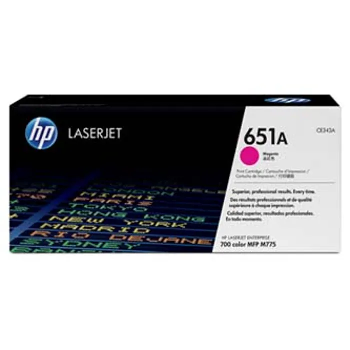Główne zdjęcie produktu HP originální toner CE343A, magenta, 16000str., HP 651A, HP LaserJet Enterprise 700 color