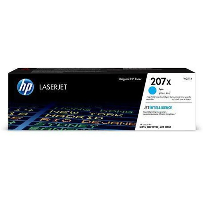 Główne zdjęcie produktu HP originální toner W2211X, cyan, 2450str., HP 207X, HP Color LaserJet Pro M255, MFP M282