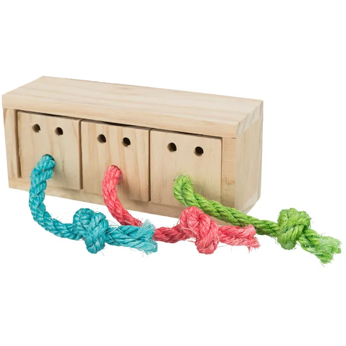 Główne zdjęcie produktu Hra pro králíky - dřevěná kostka na pamlsky 16x6x7 cm