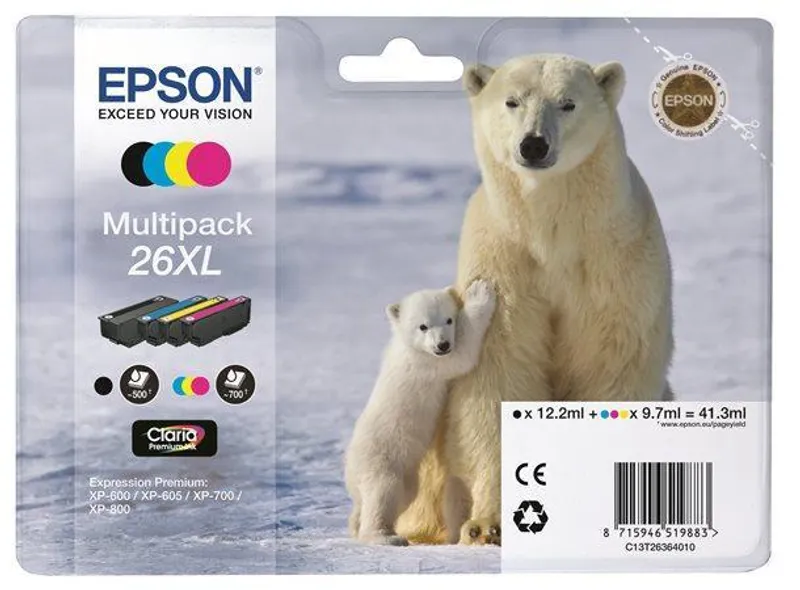 Główne zdjęcie produktu Inkjet cart.multipack pro "XP 600, 700, 800" tiskárny, EPSON B+C+M+Y, 41,3ml
