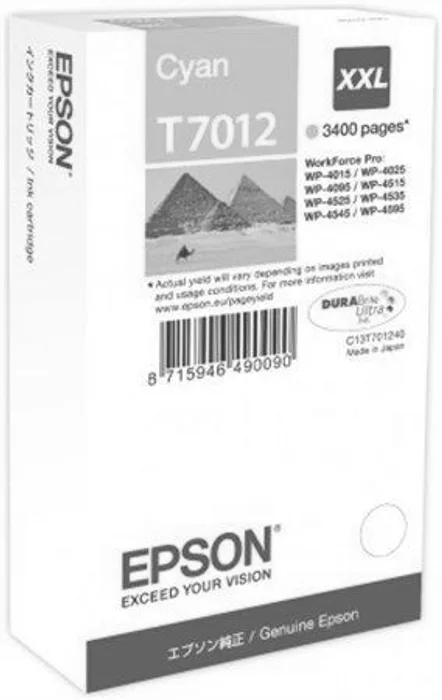 Główne zdjęcie produktu Inkoustová cart. pro  tiskárny "Workforce Pro 4000, 4500 series", EPSON Cyan, 3,4 tis.stra