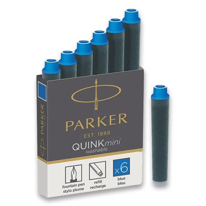 Główne zdjęcie produktu Inkoustové bombičky krátké modré PARKER [6 ks]