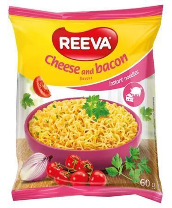 Główne zdjęcie produktu Instantní nudlová polévka, sýr a slanina, 60 g, REEVA 125248