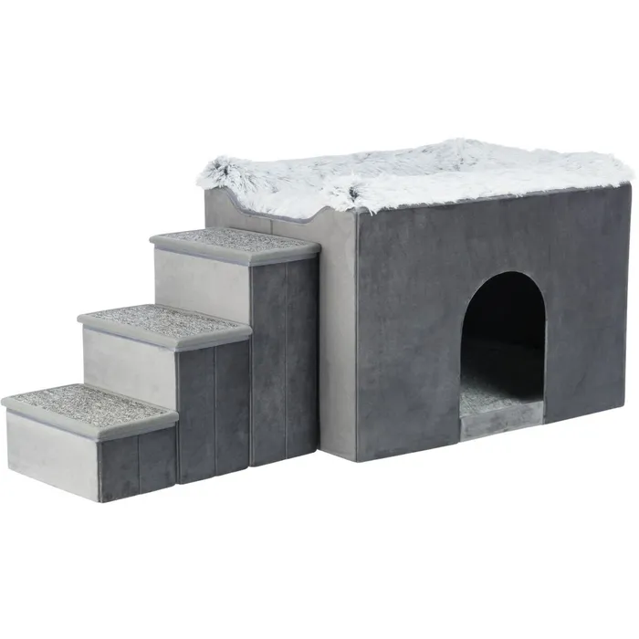 Główne zdjęcie produktu Interiérová boudička HARVEY se schůdky 119x47×50 cm, úložný prostor, šedá