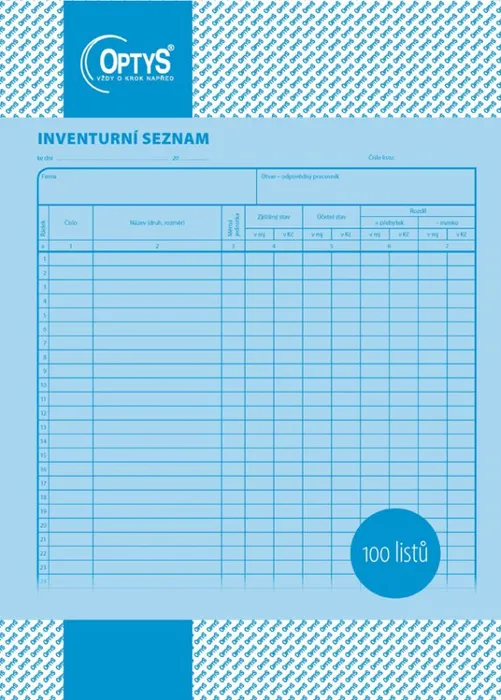 Główne zdjęcie produktu Inventurní seznam A4, 100 listů 1049