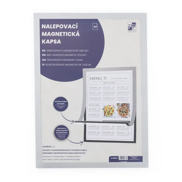 Główne zdjęcie produktu Nalepovací magnetická kapsa A3 stříbrná