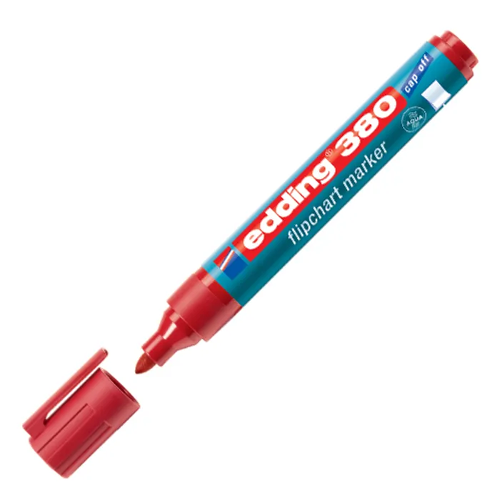 Główne zdjęcie produktu Popisovač na bílou tabuli a flipchart "380", červená, 1,5-3mm, kuželový hrot, EDDING