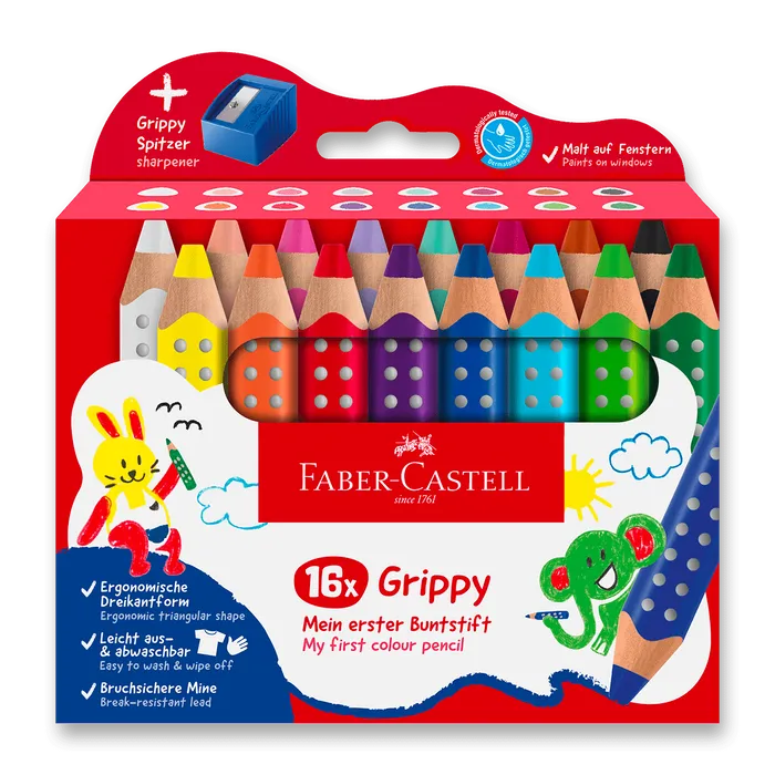 Główne zdjęcie produktu Pastelka Faber-Castell Grippy - 16 barev