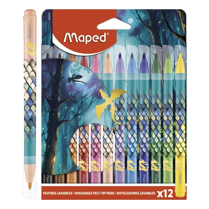 Główne zdjęcie produktu Dětské fixy Maped Dragon - 12 barev