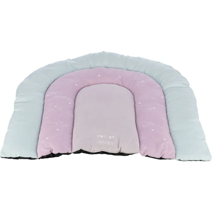 Główne zdjęcie produktu JUNIOR patchwork polštář DUHA, 68 x 62 cm, mátová/lila, růžová, velur