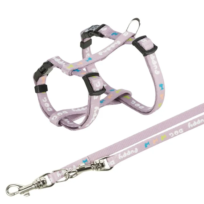 Główne zdjęcie produktu JUNIOR postroj s vodítkem pro štěňata, světlá lila M-L: 27-45 cm/10 mm, 2,00 m